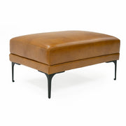Jacoba - Modern Camel Leather Rectangular Ottoman — view 3