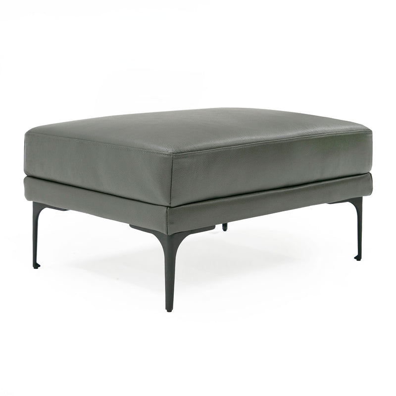 Jacoba - Modern Dark Grey Leather Rectangular Ottoman — view 3
