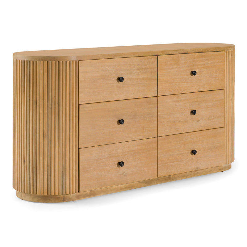 Harris + Jacobson - Modern Off-White Fabric + Natural Oak 4-Piece Bedroom Set — view 4