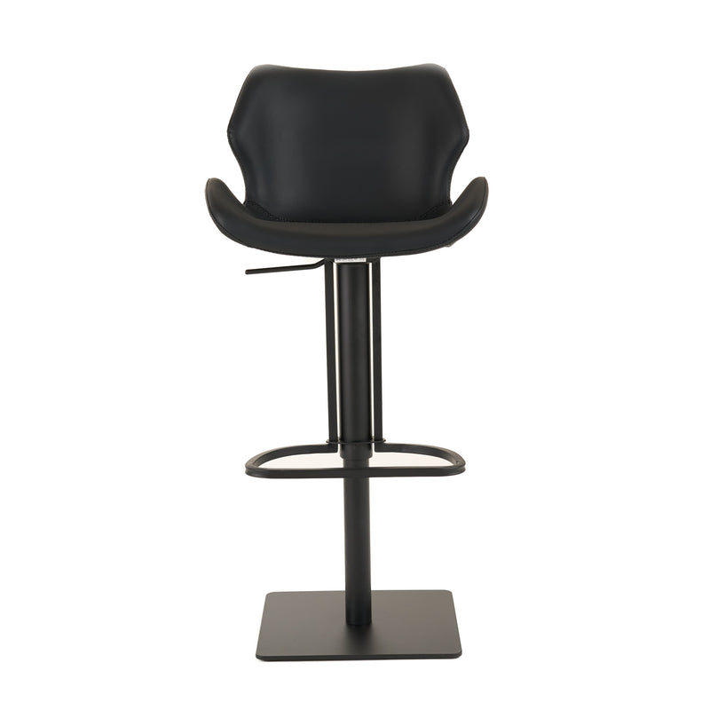 Jaffee - Industrial Black Eco-Leather Adjustable Bar Stool — view 2