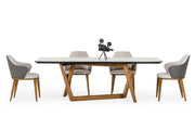 James - Contemporary Walnut & White Dining Table — view 4