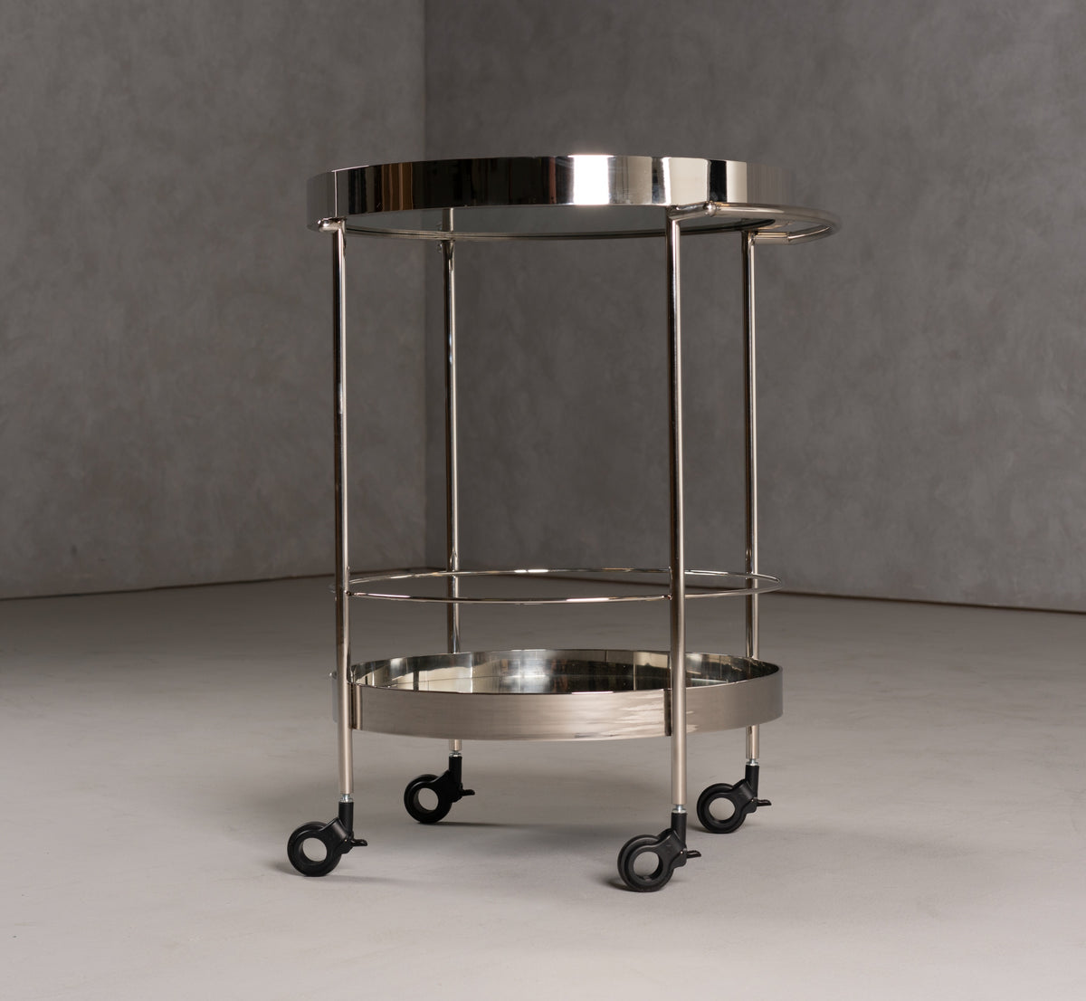 Jeeves - Modern Stainless Steel + Mirror Rolling Cart — view 2
