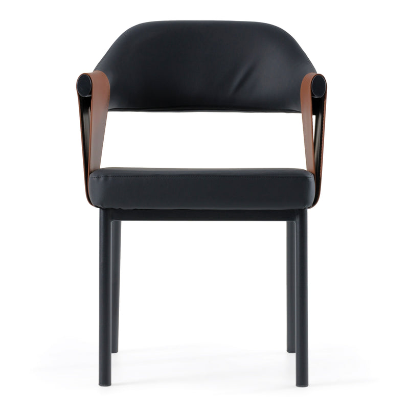 Jensen - Modern Black + Camel Vegan Leather Dining Chair