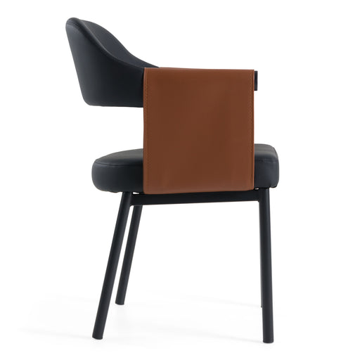 Jensen - Modern Black + Camel Vegan Leather Dining Chair — view 2