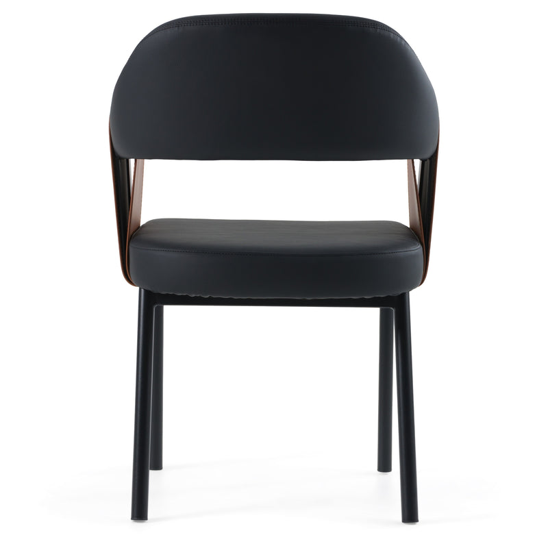 Jensen - Modern Black + Camel Vegan Leather Dining Chair — view 3