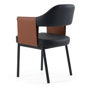 Jensen - Modern Black + Camel Vegan Leather Dining Chair — view 4