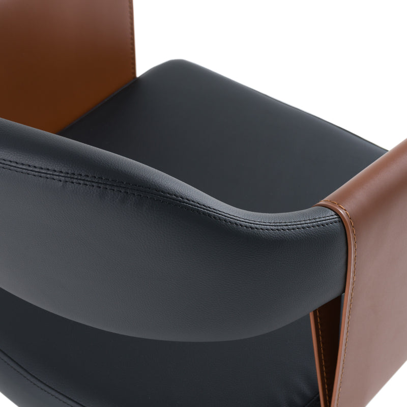 Jensen - Modern Black + Camel Vegan Leather Dining Chair — view 5