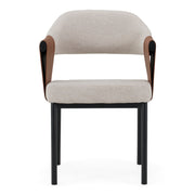 Jensen - Modern Light Grey Fabric + Camel Vegan Leather Dining Chair — view 3