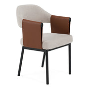 Jensen - Modern Light Grey Fabric + Camel Vegan Leather Dining Chair — view 4