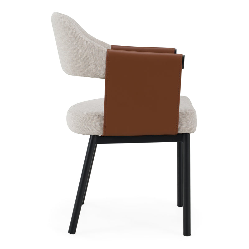 Jensen - Modern Light Grey Fabric + Camel Vegan Leather Dining Chair — view 5
