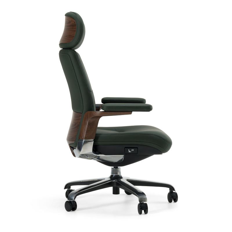 Johnson - Modern Green Leather Executive Office Chair — view 2