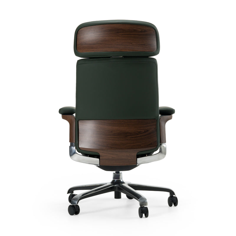 Johnson - Modern Green Leather Executive Office Chair — view 3