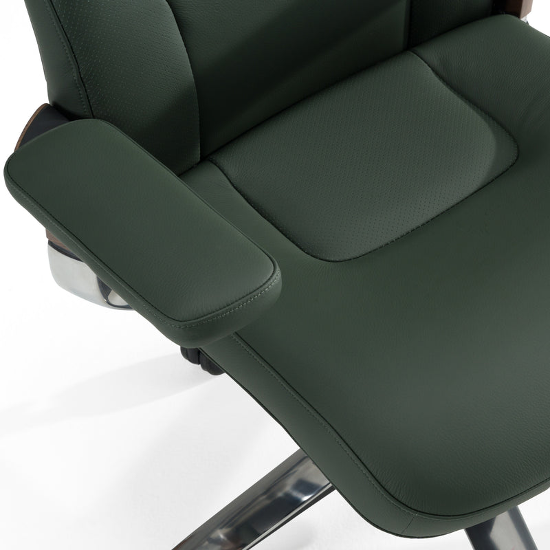 Johnson - Modern Green Leather Executive Office Chair — view 4