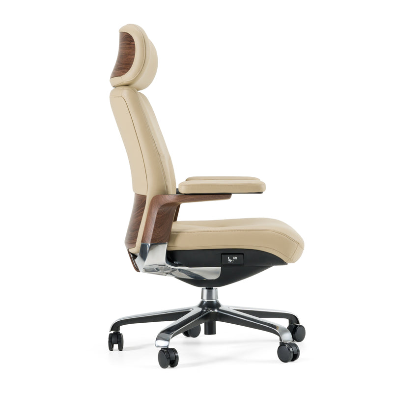 Johnson - Modern Beige Leather Executive Office Chair — view 2