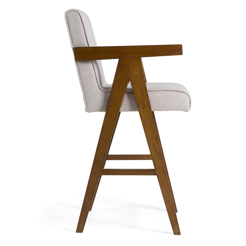 Joseline - Modern Beige Fabric + Walnut Counter Chair (Set of 2) — view 3