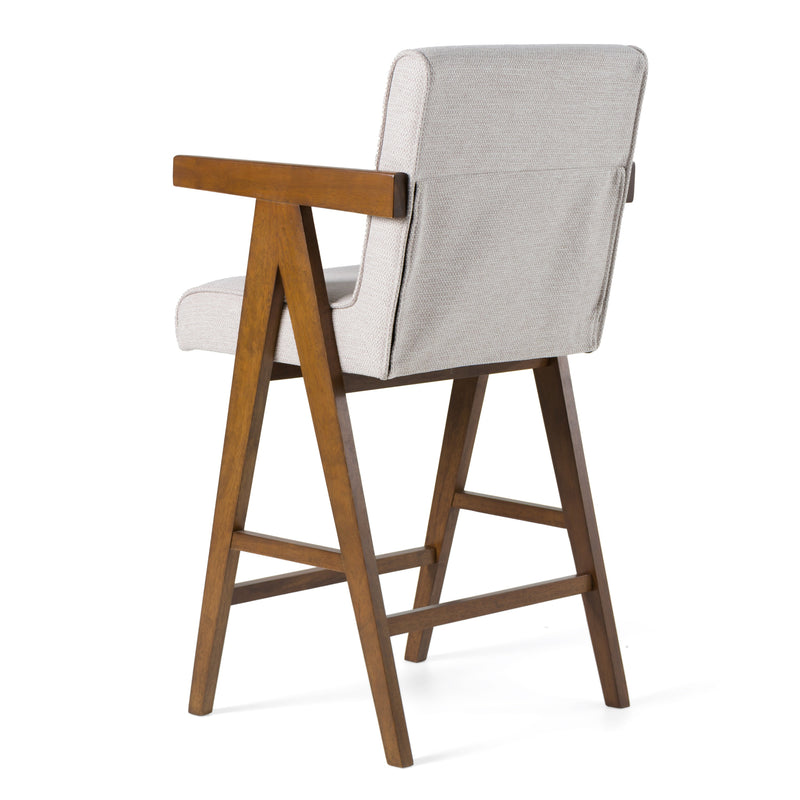 Joseline - Modern Beige Fabric + Walnut Counter Chair (Set of 2) — view 5