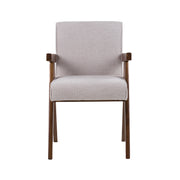 Joseline - Modern Beige Fabric + Walnut Dining Chair (Set of 2)