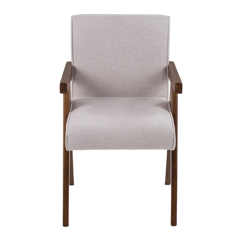 Joseline - Modern Beige Fabric + Walnut Dining Chair (Set of 2) — view 2