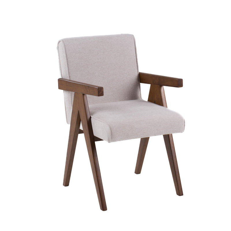Joseline - Modern Beige Fabric + Walnut Dining Chair (Set of 2) — view 3