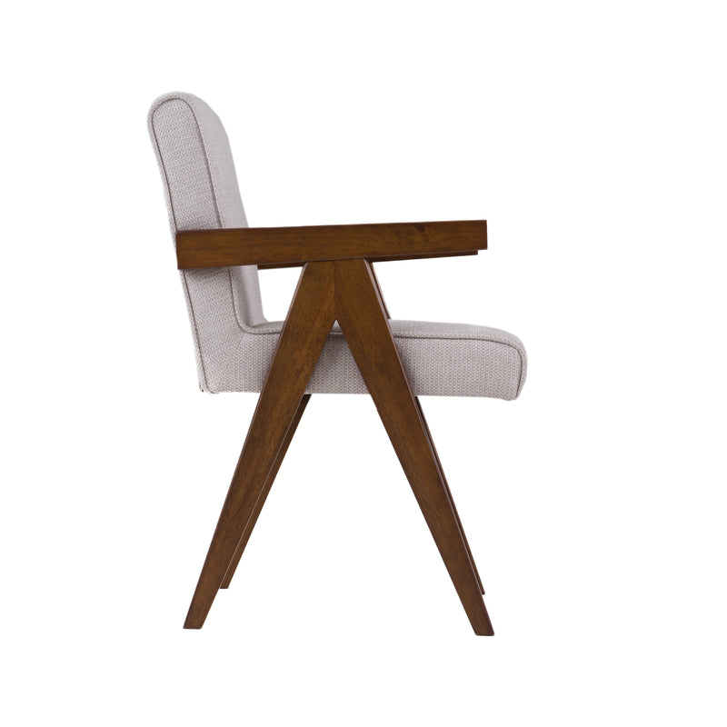 Joseline - Modern Beige Fabric + Walnut Dining Chair (Set of 2) — view 4