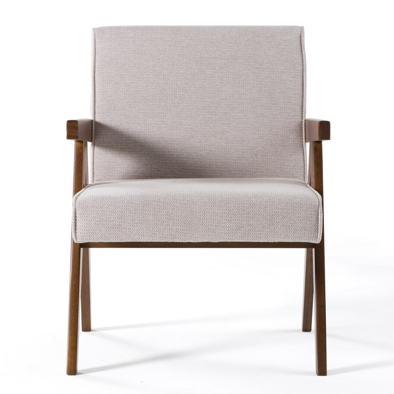 Joseline - Modern Beige Fabric + Walnut Accent Chair (Set of 2)