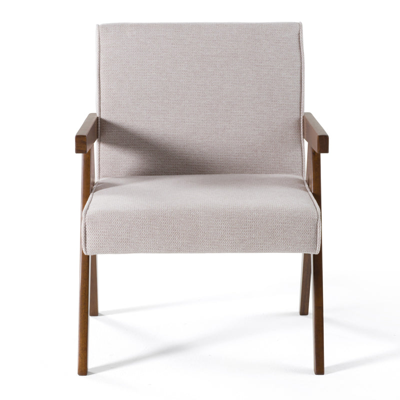 Joseline - Modern Beige Fabric + Walnut Accent Chair (Set of 2) — view 2