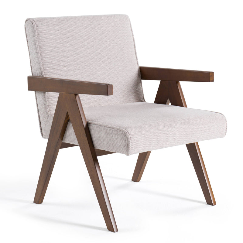 Joseline - Modern Beige Fabric + Walnut Accent Chair (Set of 2) — view 3
