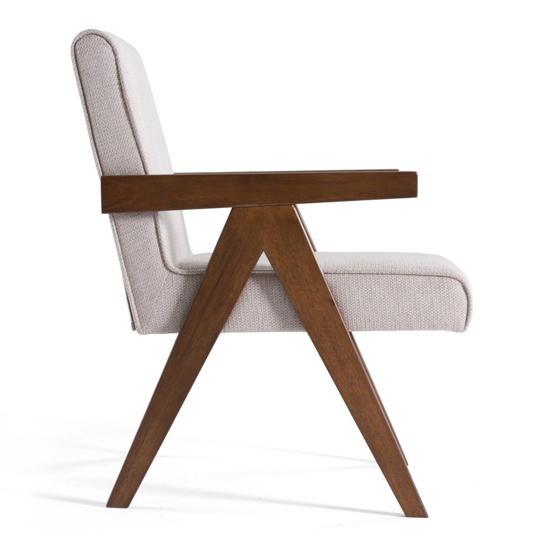 Joseline - Modern Beige Fabric + Walnut Accent Chair (Set of 2) — view 4