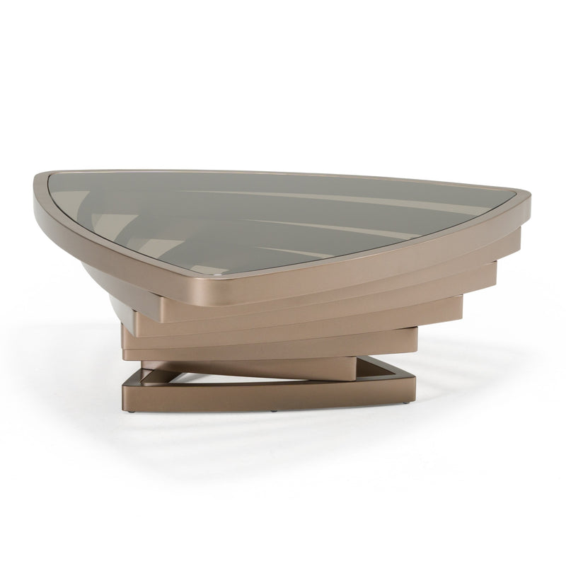 Jovial - Contemporary Brown Glass + Dark Gold Coffee Table — view 4