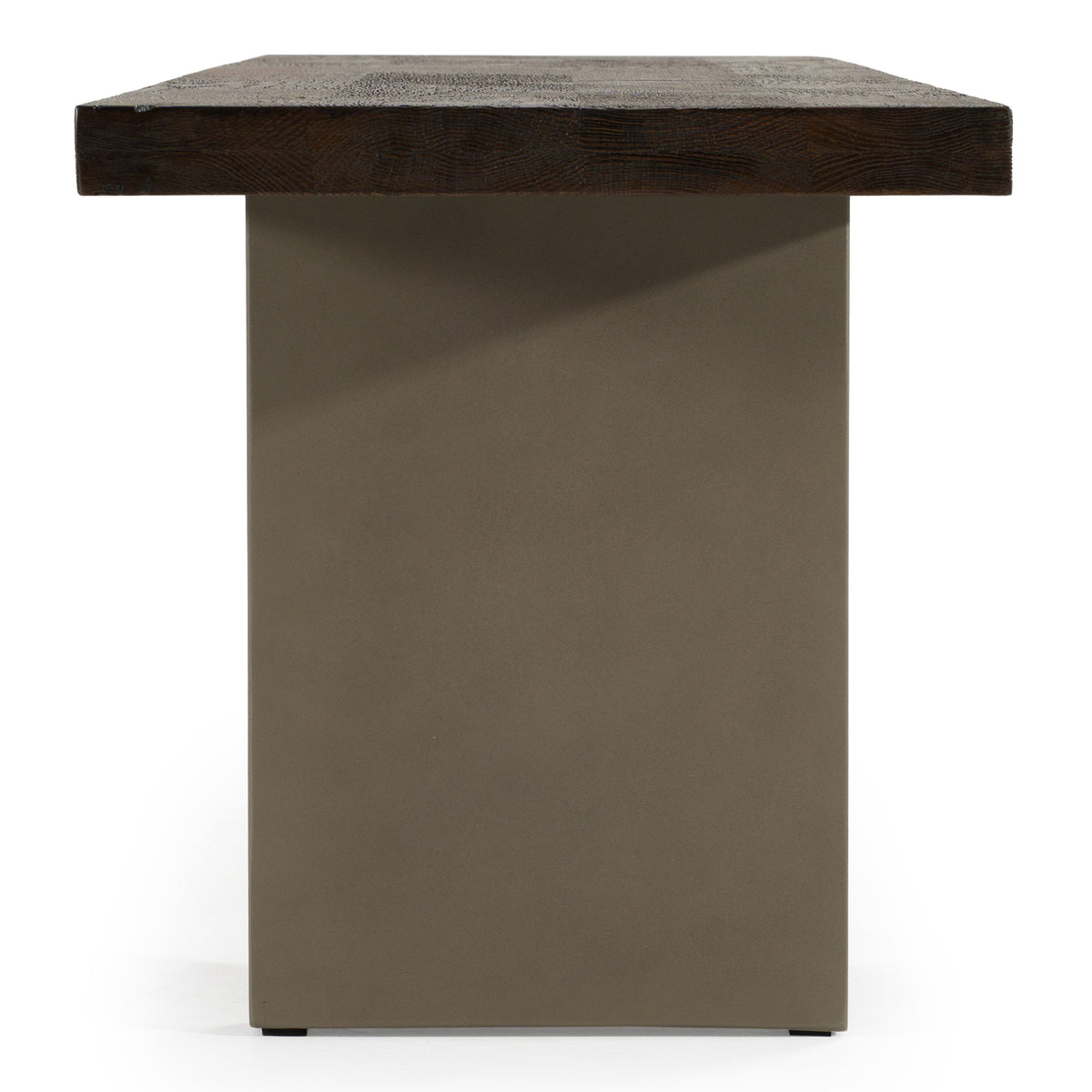 June - Modern Dark Grey Concrete & Walnut Dining Bench — view 2