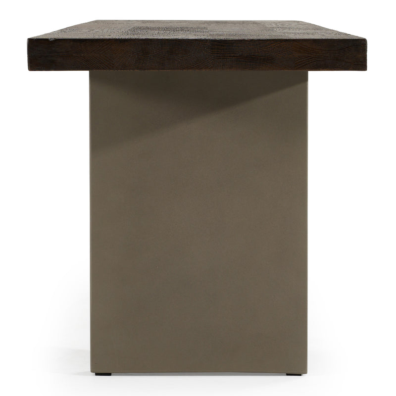 June - Modern Dark Grey Concrete & Walnut Dining Bench — view 2