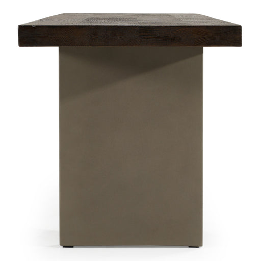 June - Modern Dark Grey Concrete & Walnut Dining Bench — view 2