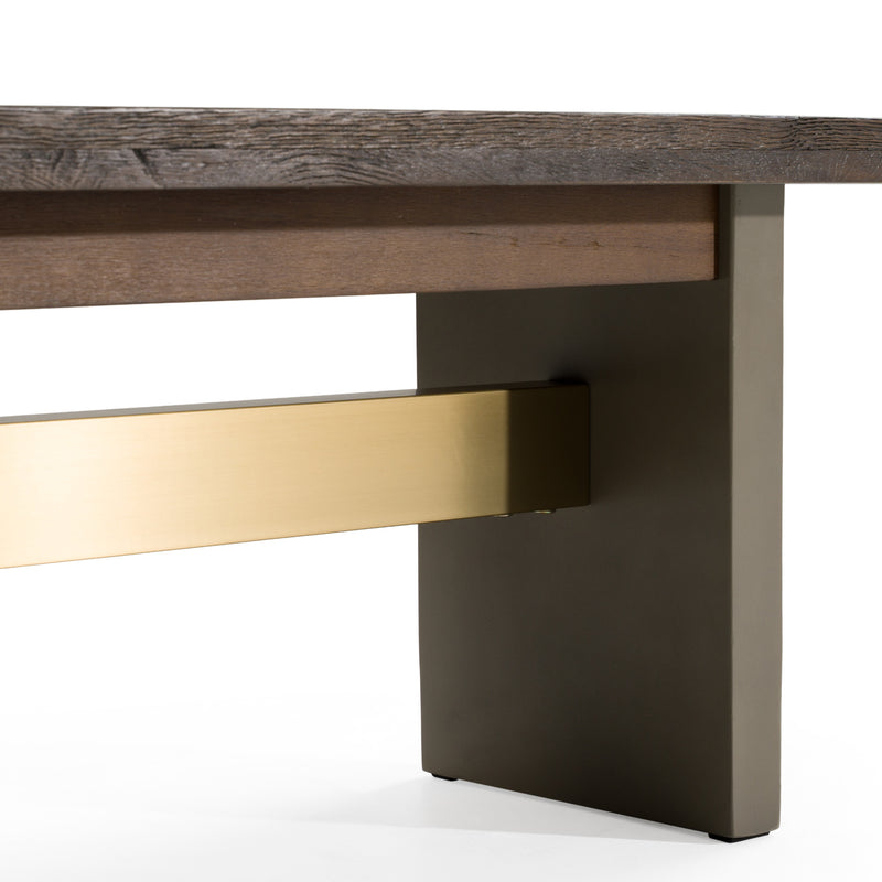 June - Modern Dark Grey Concrete & Walnut Dining Bench — view 3