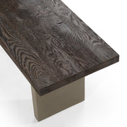 June - Modern Dark Grey Concrete & Walnut Dining Bench — view 4