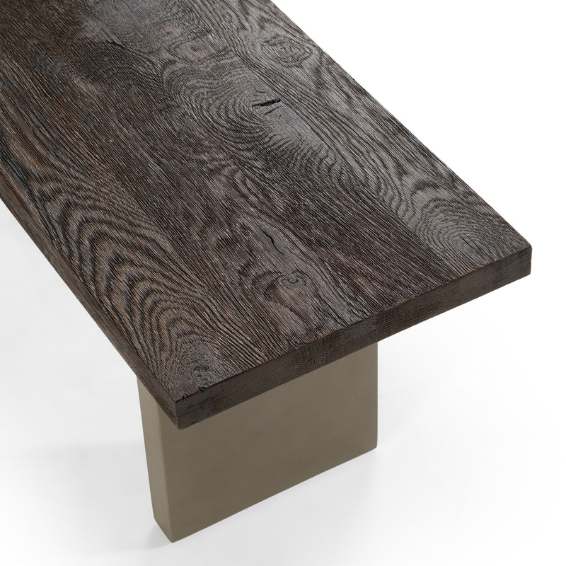 June - Modern Dark Grey Concrete & Walnut Dining Bench — view 4