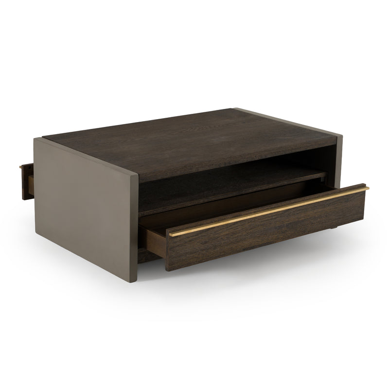 June - Modern Dark Grey Concrete & Walnut Coffee Table — view 2