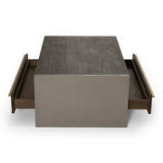 June - Modern Dark Grey Concrete & Walnut Coffee Table — view 3