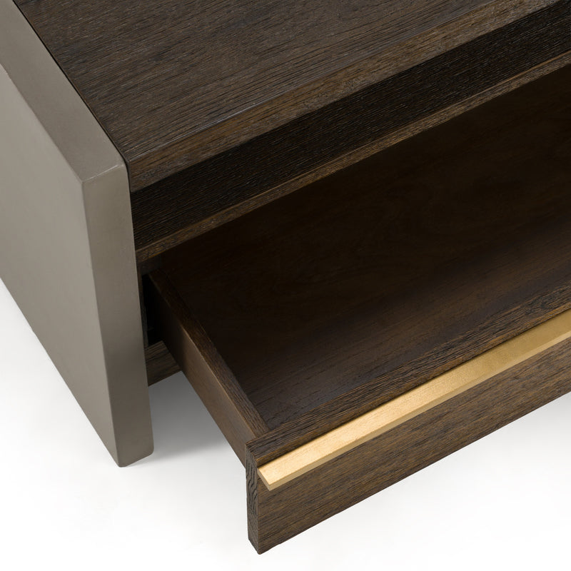 June - Modern Dark Grey Concrete & Walnut Coffee Table — view 4