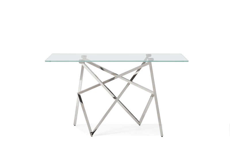 Hawkins Modern Glass & Stainless Steel Console Table — view 3