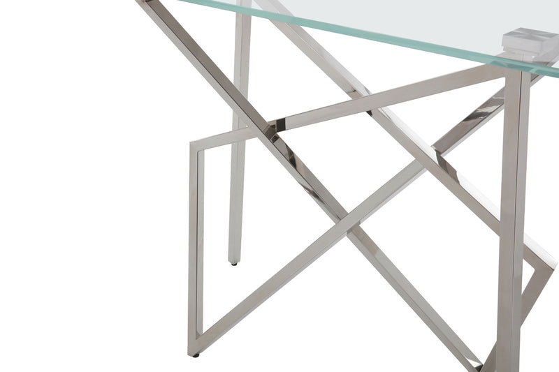 Hawkins Modern Glass & Stainless Steel Console Table — view 2