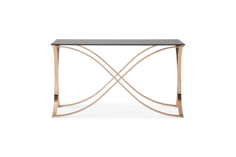 Reklaw Modern Smoked Glass & Rosegold Console Table — view 4