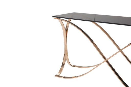Reklaw Modern Smoked Glass & Rosegold Console Table — view 2