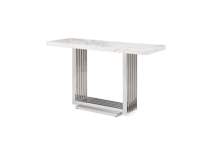 Kingsley Modern Marble & Stainless Steel Console Table — view 4