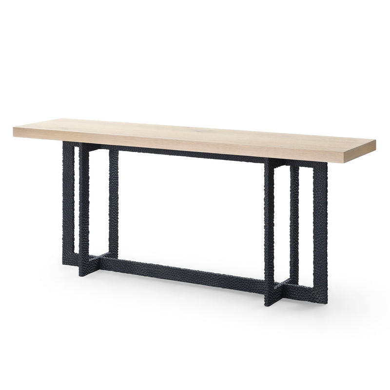 K8963 - Natural Oak + Black Metal Console Table — view 3