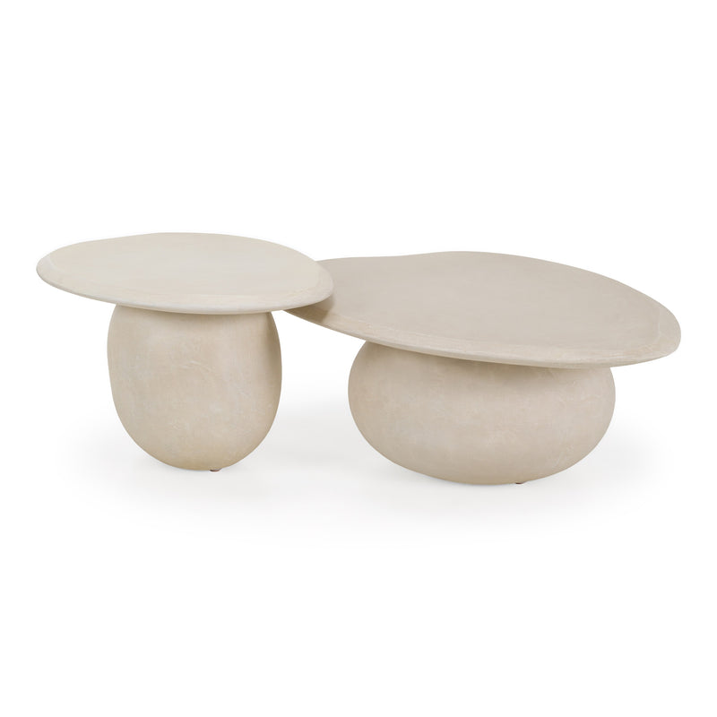 Kalvin - Modern Beige Fiberform Nesting Coffee Table Set