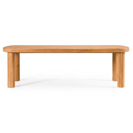 Kamari - Outdoor Teak & Grey Olefin Fabric Dining Table Set — view 2