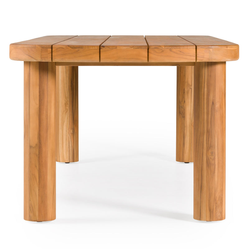 Kamari - Outdoor Teak & Grey Olefin Fabric Dining Table Set — view 4