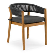 Kamari - Outdoor Grey Olefin Fabric + Teak Dining Chair (Set of 2) — view 2