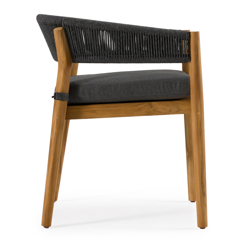 Kamari - Outdoor Grey Olefin Fabric + Teak Dining Chair (Set of 2) — view 3