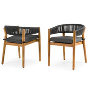 Kamari - Outdoor Grey Olefin Fabric + Teak Dining Chair (Set of 2) — view 5